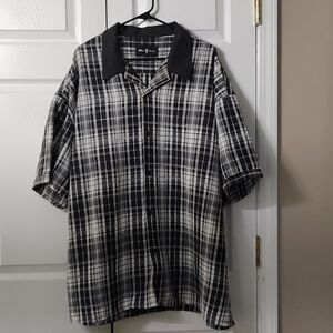 Blue Jazz black and white button down dress casual shirt Sz 4XL